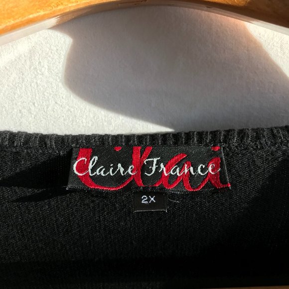 Claire France Black Lace up Knit Sweater Women 2x - Picture 6 of 7